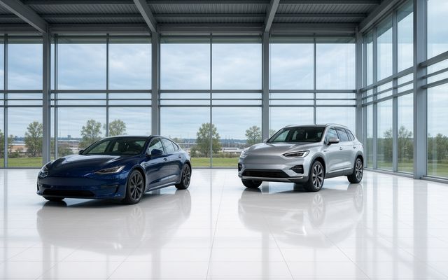 Spotless car dealership showroom