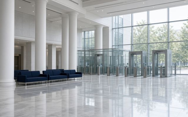 Clean public building lobby