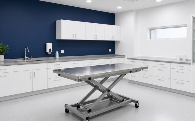 Clean veterinary exam room