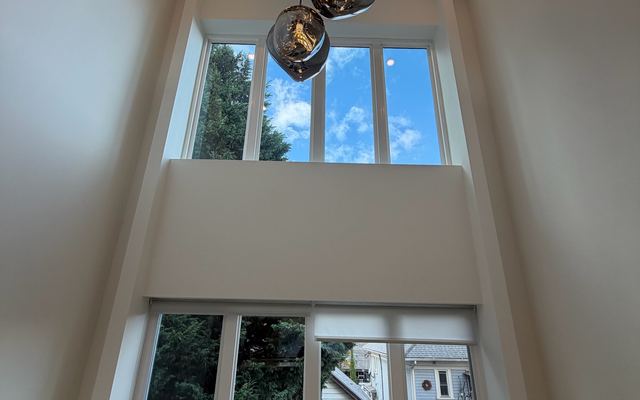 Spotless two-story windows
